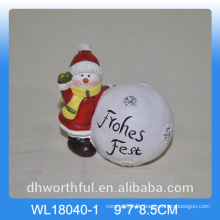 Weihnachten Schnee Kugel Keramik Dekoration mit Schneemann Figur